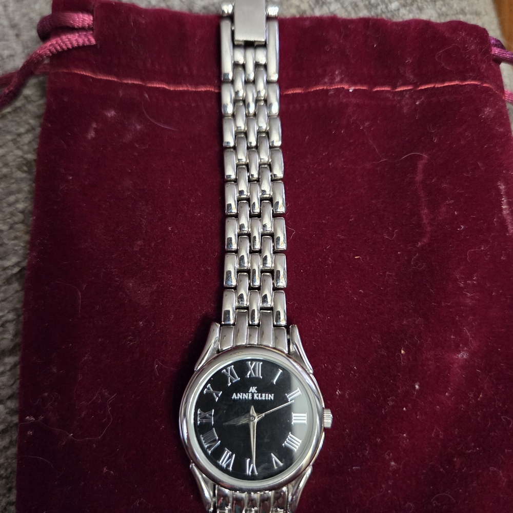 Anne Klein Silver Tone Bracelet Watch with Black Dial - Picture 3 of 7